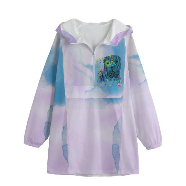 Leichte Regenjacke Itchy – Popart Hundemotiv, 100 % Polyester, Unisex, Mix, Mischling, Shar Pei